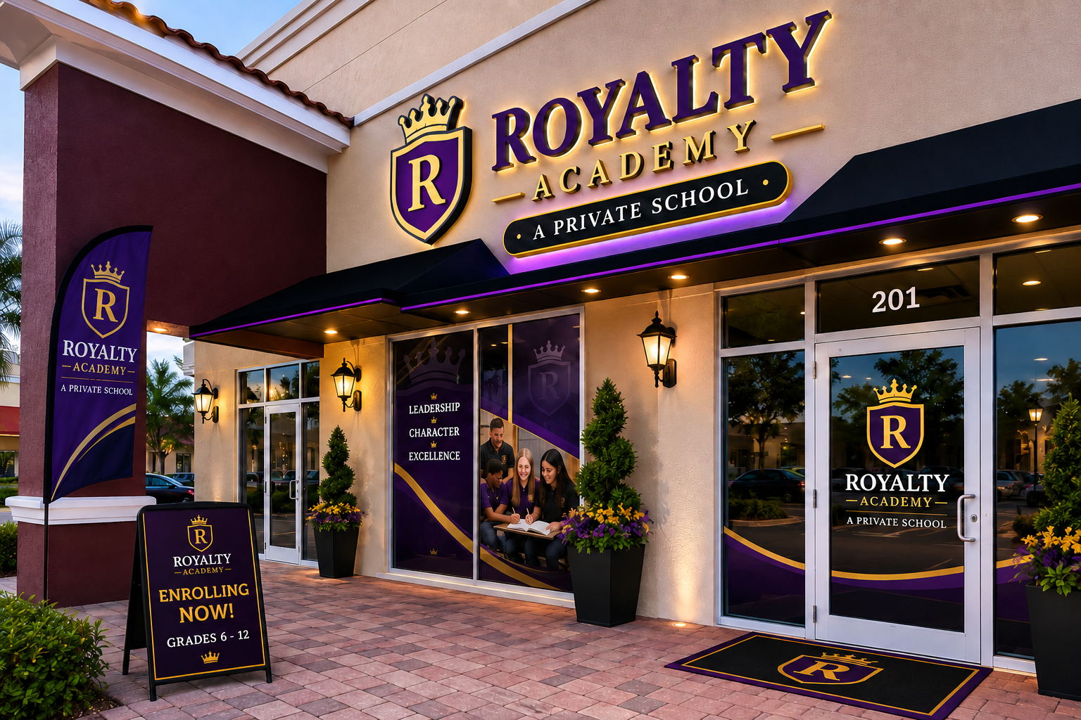 Royalty Academy private middle and high school campus exterior in Miramar, Florida