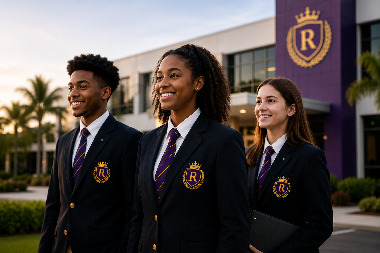 Royalty Academy students in school blazers